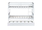 Twin Over Twin Rubber Wood Bunk Bed with Trundle, Convertible into Twin Size Beds, Twin Size Bunk Bed with Ladder and Safety Guardrails, White