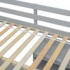Full Size Loft Wood Bed with Desk, Storage shelves and Drawers, Built-in Ladder, High Loft Bed with Desk, Storage Shelves and Drawers,Guardrails,Grey