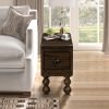 Solid Wood End Table, Rectangle 23.6 inch Narrow Side Table with Drawer, Vintage Bedside Table Nightstand for Small Spaces, Living Room, Bedroom