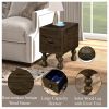 Solid Wood End Table, Rectangle 23.6 inch Narrow Side Table with Drawer, Vintage Bedside Table Nightstand for Small Spaces, Living Room, Bedroom